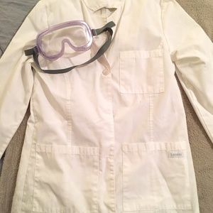 Unisex white lab coat and googles